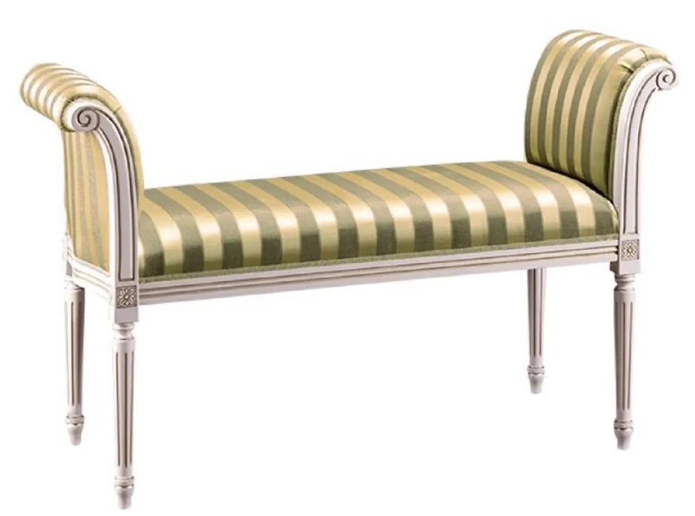 Casa Padrino Banco Barroco de Lujo Blanco / Verde / Oro 115 x 47 x H. 75 cm - Muebles Barrocos Direkt Vom Hersteller