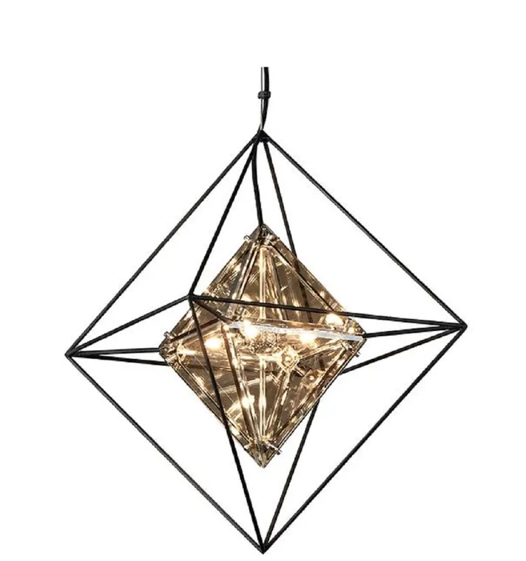 Casa Padrino Lámpara Colgante LED de Lujo 45,7 x 45,7 x H. 64,1 cm - Lámpara de Diseño con Marco de Hierro Forjado Hecho a Mano Wochenendangebot