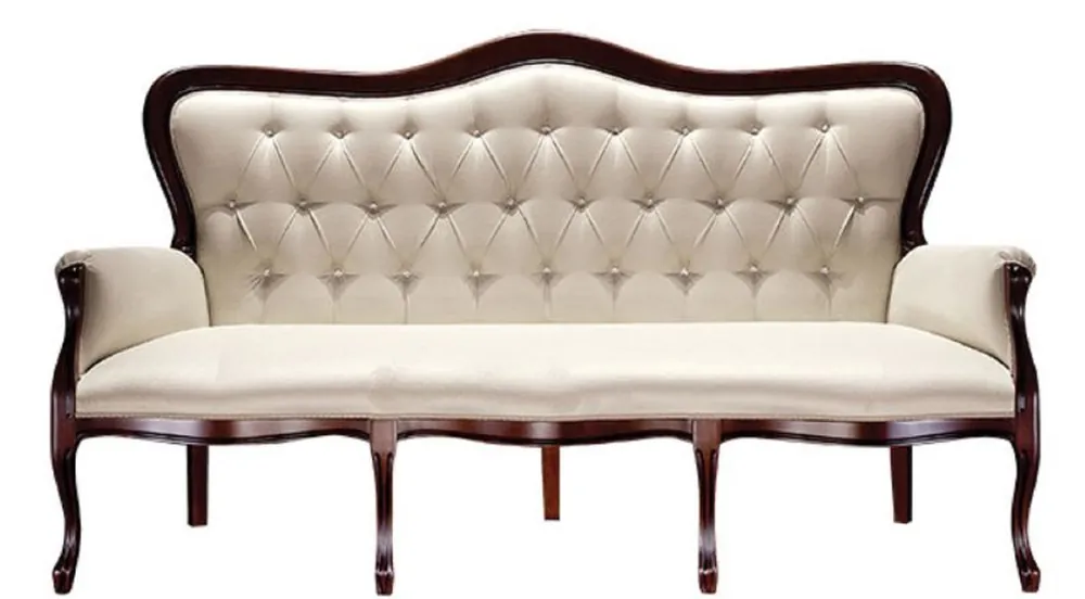 Nur Für Kurze Zeit Casa Padrino Sofá Chesterfield Barroco de Lujo Beige / Marrón Oscuro 184 x 81 x H. 107 cm - Muebles de Sala en Estilo Barroco