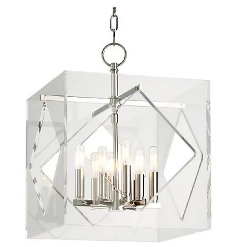 Casa Padrino lámpara colgante de lujo plata 40,7 x 40,7 x H. 54,6 cm - Lámpara Colgante en Forma de Cubo Knallerangebot