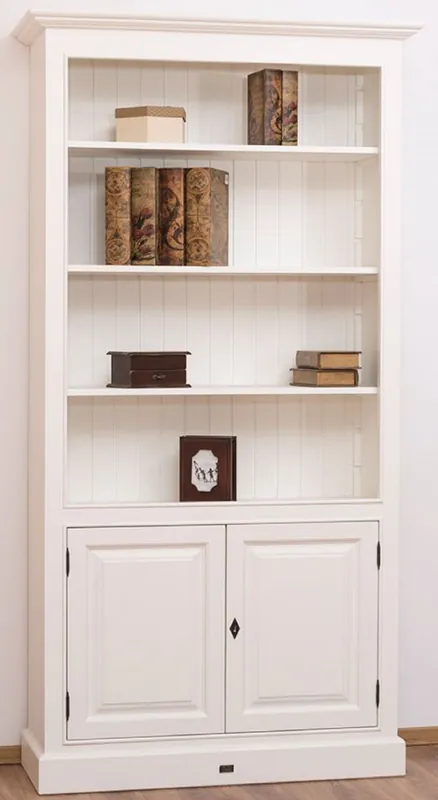 Neu Im Sortiment Casa Padrino gabinete de libros / armario estantería de estilo campestre blanco 110 x 39 x H. 210 cm - Armario de Sala de Estar con 2 Puertas
