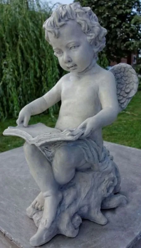 Top-Preis Casa Padrino Art Nouveau Escultura Ángel con Libro 18 x H. 40 cm - Estatuilla Jardín Deco - ¡Especial!