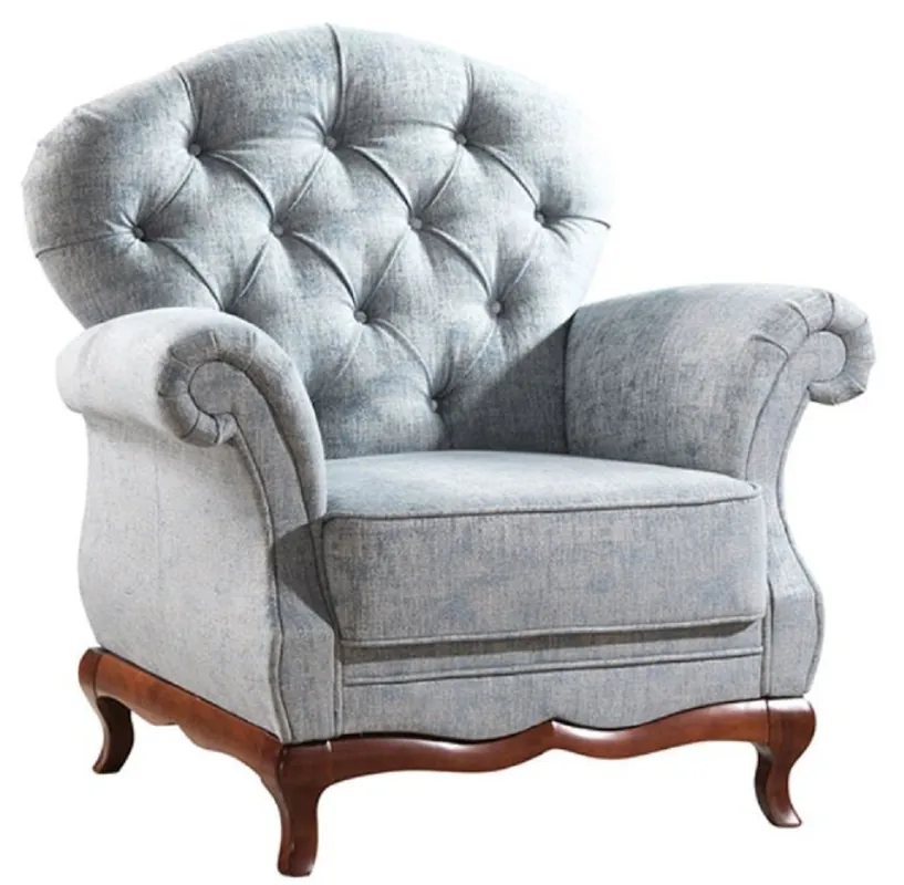 Casa Padrino Sillón para Sala de Estar Art Deco de Lujo Chesterfield Azul Vintage / Marrón Oscuro 99 x 90 x H. 98 cm - Muebles de Sala Mega-Angebot