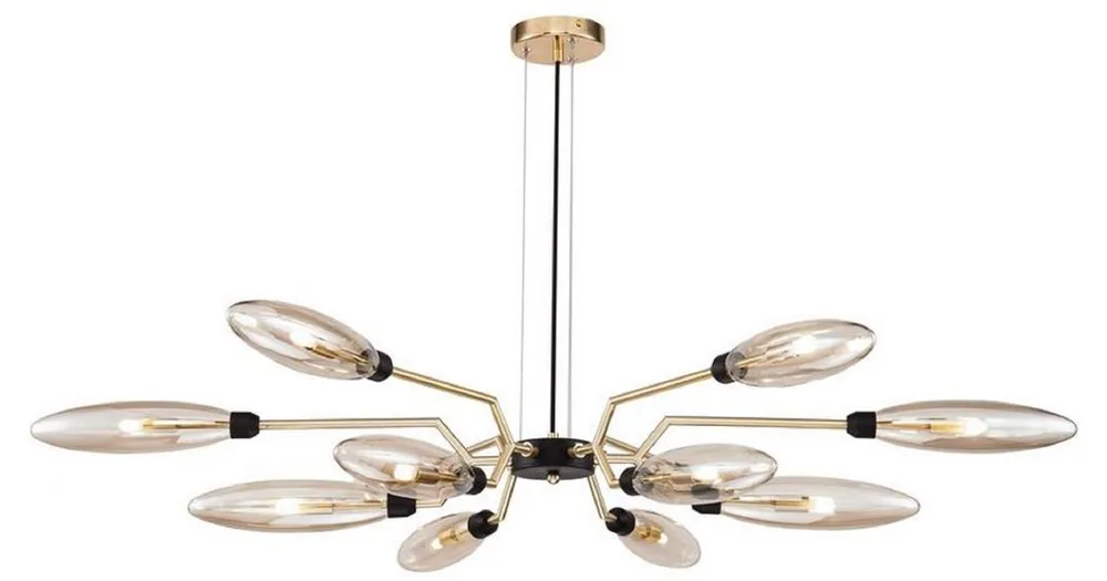 Casa Padrino lámpara colgante de lujo oro mate / negro Ø 127 x H. 17,5 cm - Lámpara Colgante Moderno Aktuell