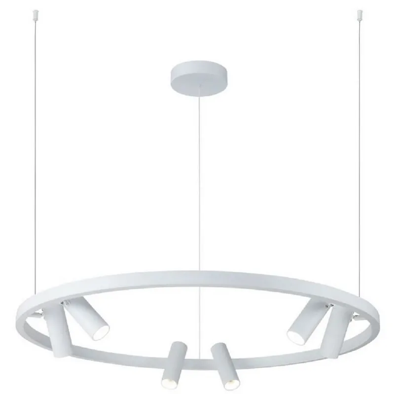 Mega-Angebot Casa Padrino lámpara colgante de lujo blanco Ø 90 cm - Lámpara Colgante Redonda con Focos LED Giratorios