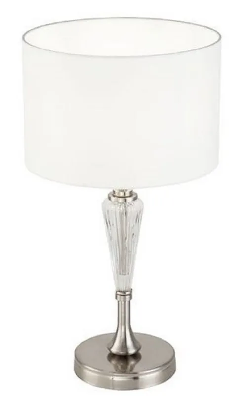 Casa Padrino lámpara de mesa plata / blanco Ø 26,5 x H. 46 cm - Lámpara de Mesa Elegante en Estilo Neoclásico Neue Ware