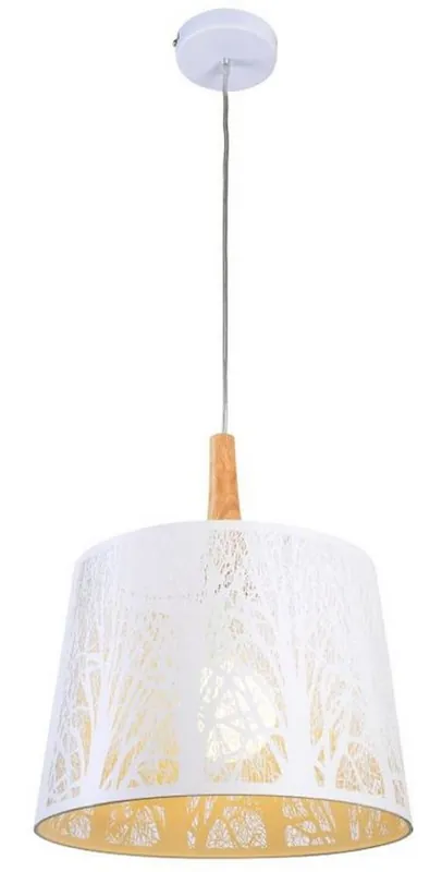 Solange Der Vorrat Reicht Casa Padrino lámpara colgante blanco / natural Ø 35 x H. 40 cm - Lámpara colgante con siluetas de árboles estampados