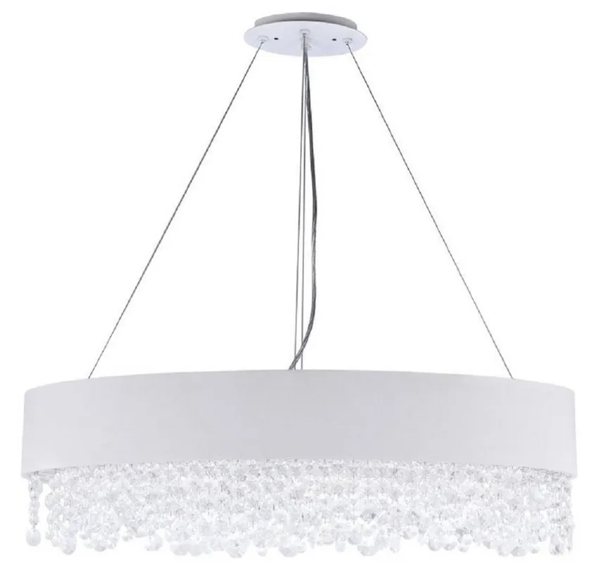 Casa Padrino lámpara colgante plata / blanco 72 x 27 x H. 21 cm - Lámpara Ovalada Excepcional con Marco de Metal y Cubierta de Tela Top-Angebot