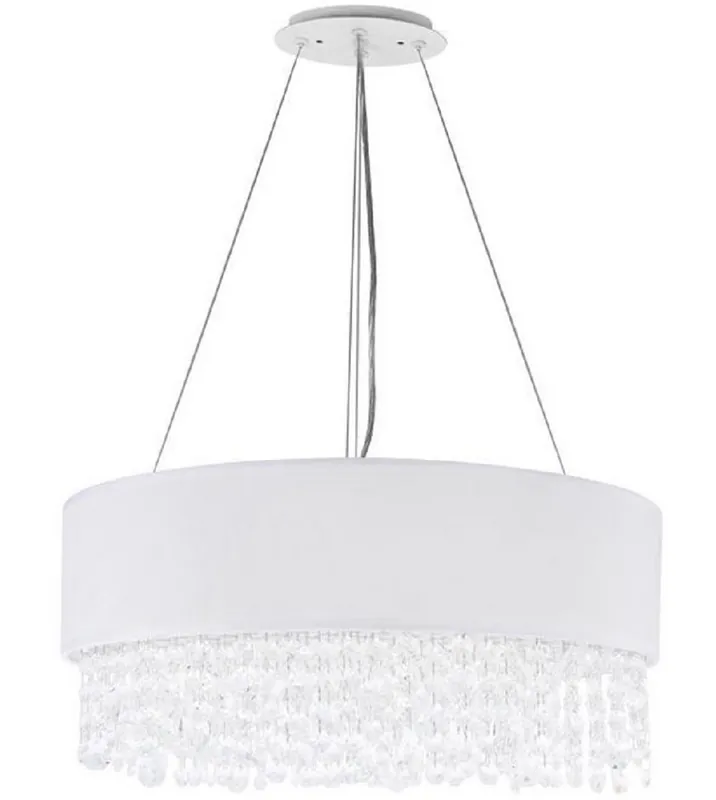 Bestpreis Casa Padrino lámpara colgante plata / blanco Ø 45 x H. 21 cm - Lámpara Redonda Excepcional con Marco de Metal y Cubierta de Tela