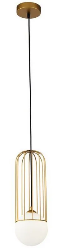 Sofort Bestellen Casa Padrino Lámpara Colgante Oro / Blanco Ø 12 x H. 35 cm - Lámpara Colgante Ajustable en Altura con Pantalla Esférica de Vidrio Esmerilado