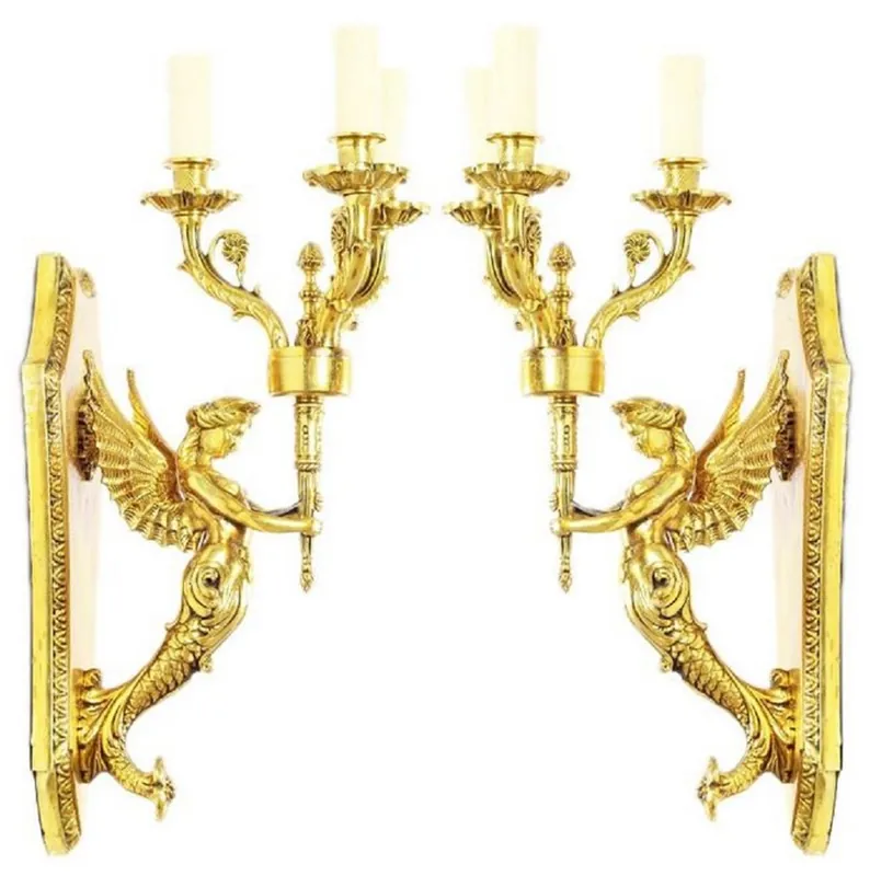 Casa Padrino conjunto de candelabro de pared barroco oro 20 x 20 x H. 50 cm - Accesorios de Decoración Barroco Garantierte Lieferung