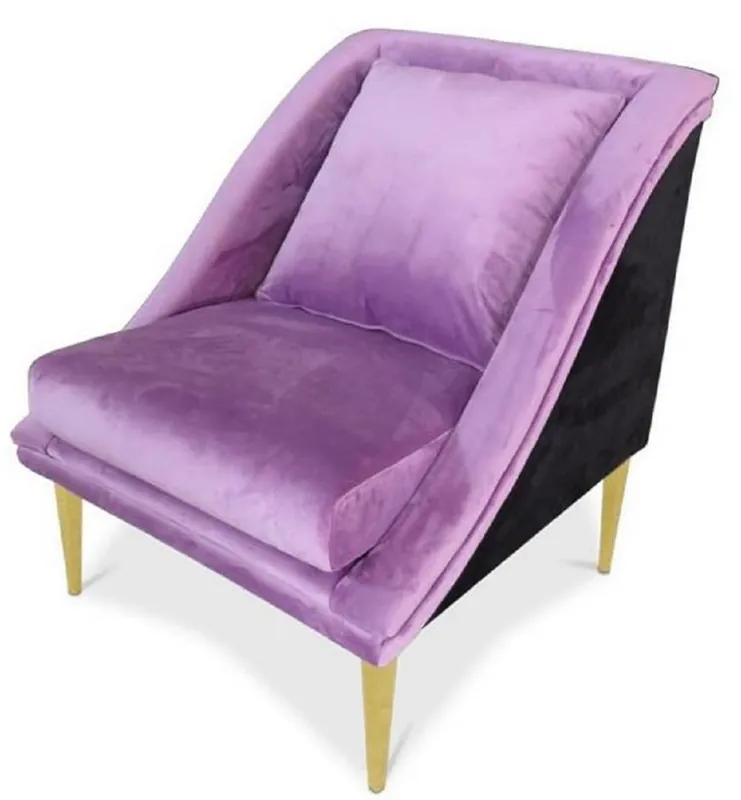 Preiswert Casa Padrino sillón de salón de lujo de terciopelo púrpura / negro / oro 61 x 61 x H. 78 cm - Muebles de Lujo