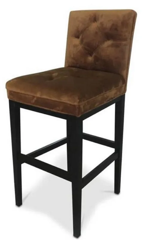 Casa Padrino silla de bar de lujo marrón oscuro / negro 47 x 58 x H. 108 cm - Taburete de Bar Chesterfield Hecho a Mano Preisreduziert