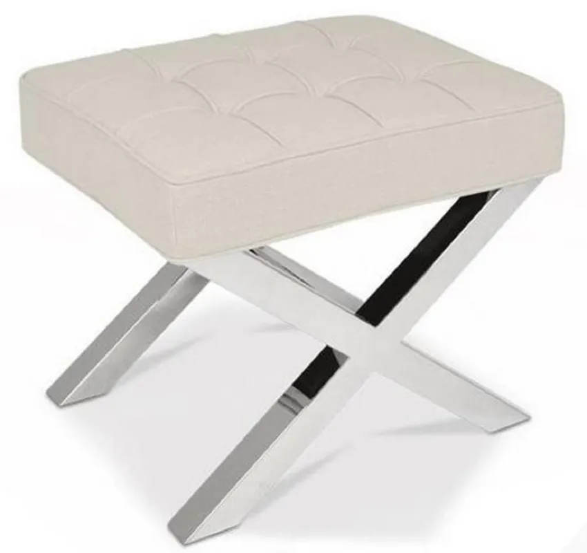 Meistverkauft Casa Padrino Taburete Chesterfield de Lujo Beige / Plata 60 x 50 x H. 47 cm - Muebles de Sala - Colección de Lujo