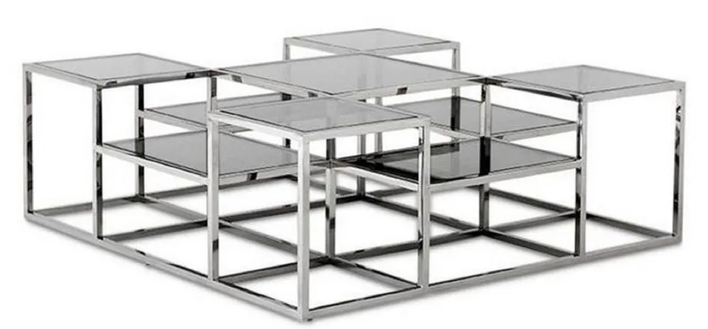 Mega-Angebot Casa Padrino mesa de centro de diseño plata / gris 120 x 120 x H. 42 cm - Muebles de Salón de Lujo