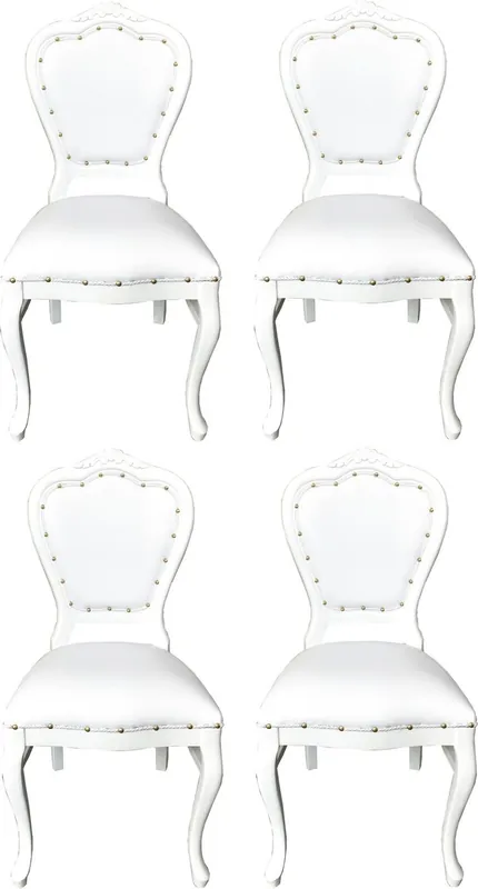 Casa Padrino Conjunto de Sillas de Comedor Barroco de Lujo Blanco / Blanco 45 x 47 x H. 99 cm - 4 Sillas de Comedor Hechas a Mano con Cuero Artificial - Muebles de Comedor Barrocos Top-Angebot