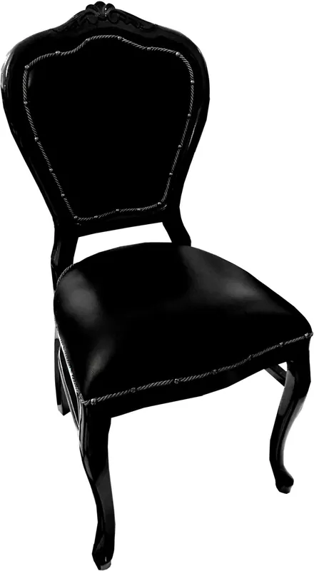 Heißes Angebot Silla de comedor de cuero real de lujo Casa Padrino Baroque Negro / Negro - Muebles hechos a mano con cuero genuino