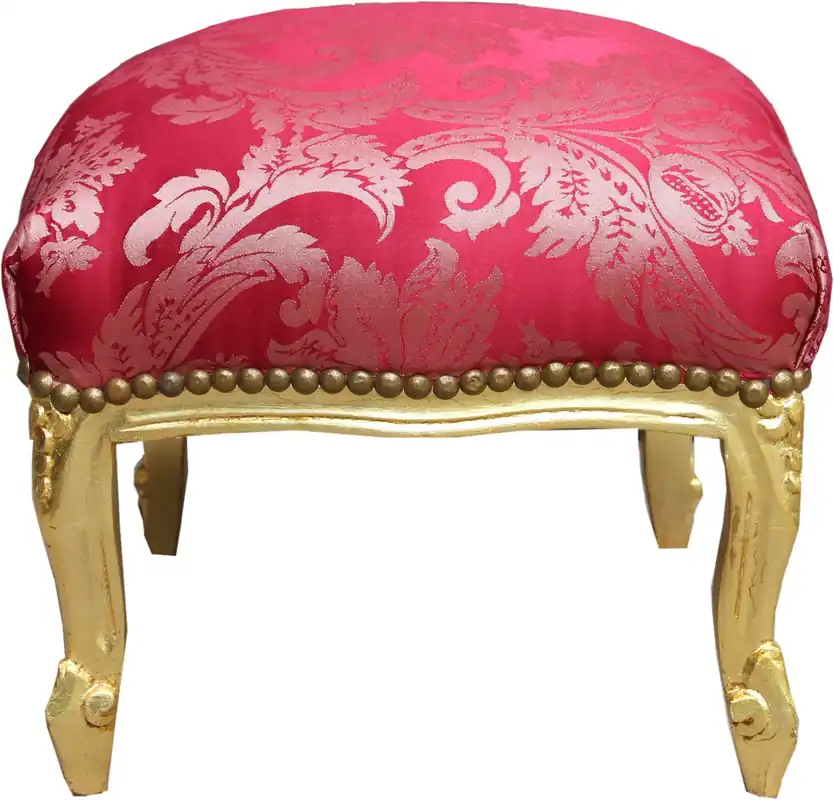 Casa Padrino Taburete Barroco Burdeos Patrón / Oro - Muebles de estilo antiguo - Taburete Preiswert