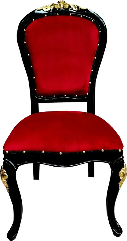 Silla de comedor de lujo barroca Casa Padrino Burdeos / Negro / Oro - Muebles de hotel de lujo - Muebles barrocos Schneller Versand