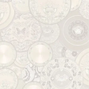 Papel pintado no tejido barroco diseñador Versace 349014 Les Etoiles de la Mer 2 blanco / gris - Papel Tapiz de Diseño - Alta Calidad Begrenztes Angebot