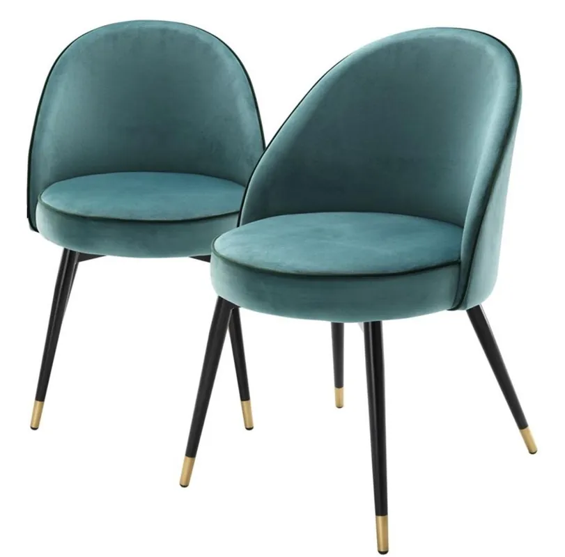 Casa Padrino conjunto de sillas de comedor de lujo turquesa / negro / latón 55 x 64 x H. 83 cm - Muebles de Comedor - Colección de Lujo Markenprodukt