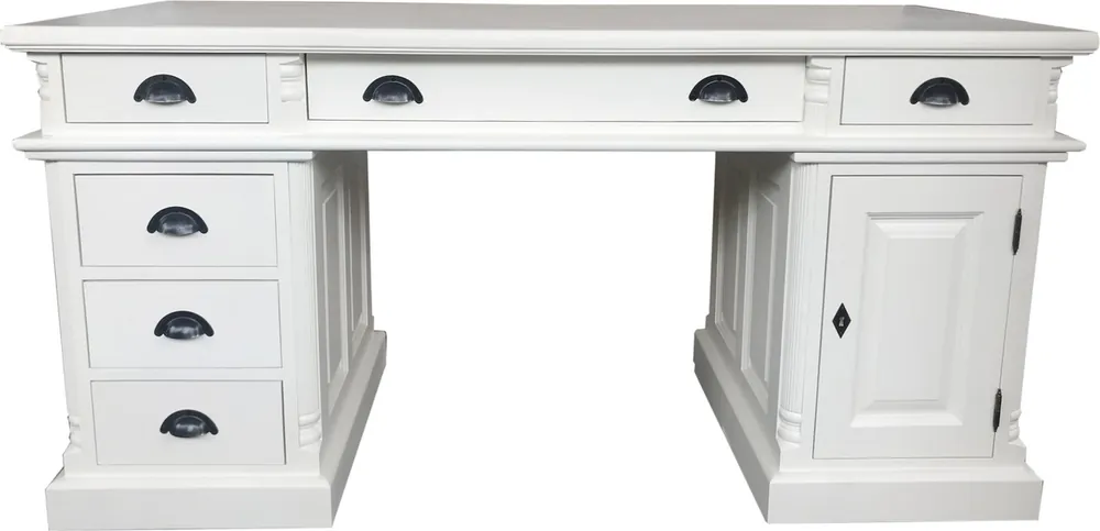 Top-Seller Casa Padrino Escritorio de lujo Pino Sólido Inglaterra Blanco 160 cm - Escritorio inglés - Estilo antiguo - Imperio Art Nouveau Barroco Colonial Shabby Chic