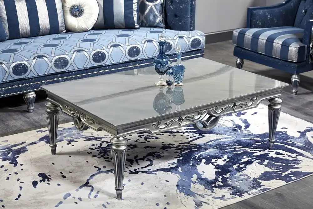 Casa Padrino mesa de centro barroco de lujo plata 143 x 94 x H. 44 cm - Mesa de Salon de Estilo Barroco Billig