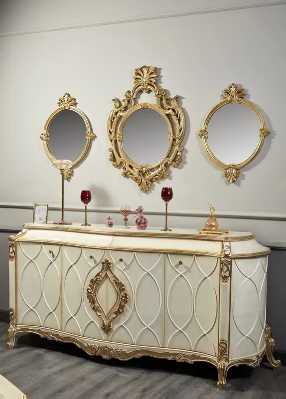 Beliebt Casa Padrino conjunto de sala de estar barroco de lujo blanco / oro antiguo - Cómoda Barroca Suntuosa y 3 Espejos de Pared - Muebles Barrocos