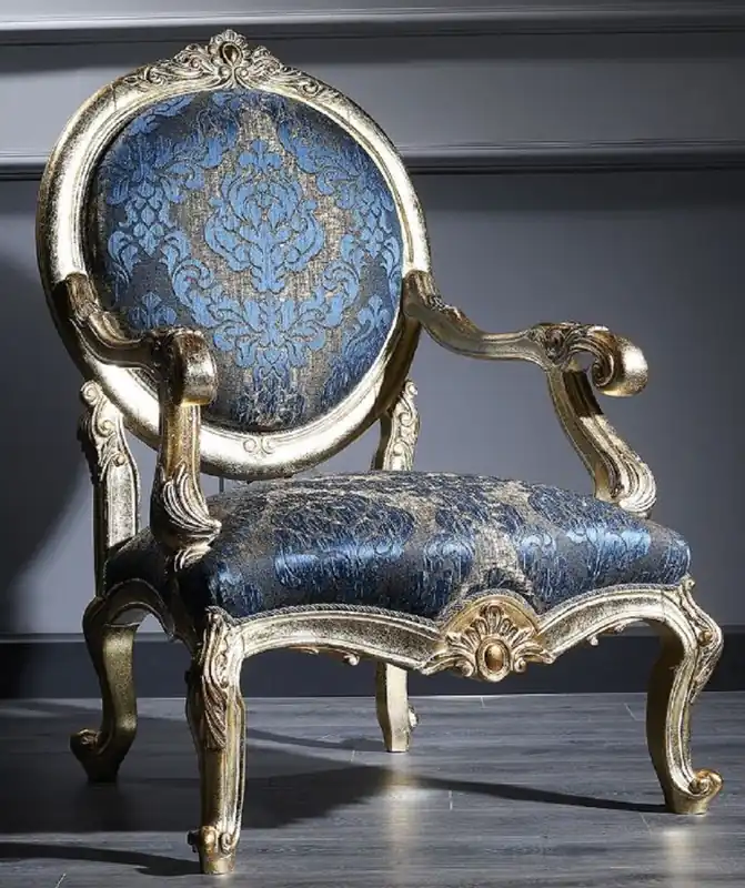 Casa Padrino silla de salón barroco de lujo azul oscuro / oro antiguo 65 x 85 x H. 120 cm - Muebles Barrocos Zertifiziert