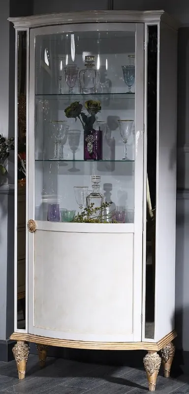 Casa Padrino vitrina barroco de lujo blanco / oro 80 x 42 x H. 196 cm - Vitrina Barroco Neue Ware
