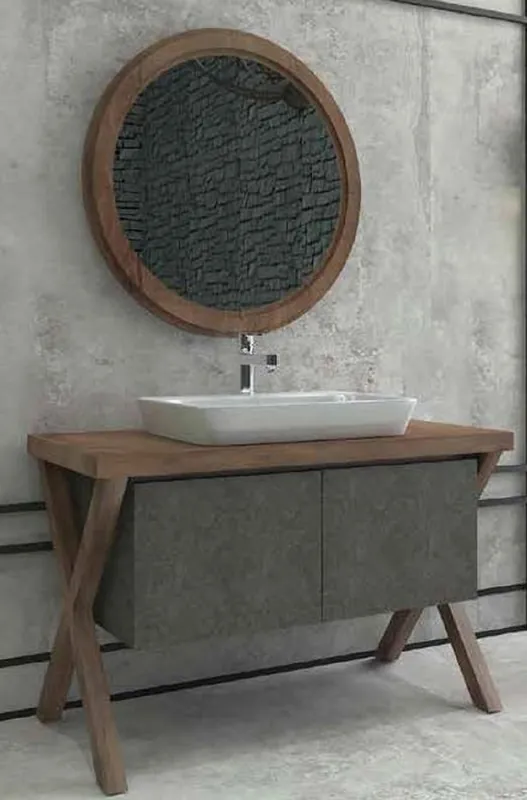 Casa Padrino Conjunto de Baño de Lujo Marrón Oscuro / Gris Oscuro - 1 Mesa de Lavado con 2 Puertas y 1 Lavabo y 1 Espejo de Pared - Colección de Lujo Beliebt