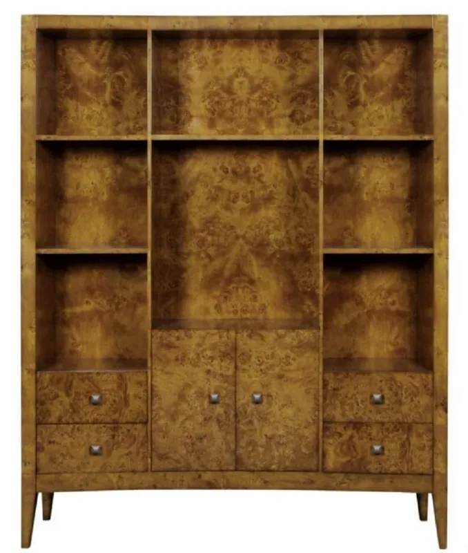 Casa Padrino armario de libros de lujo con 2 puertas y 4 cajones marrón claro 150 x 35 x H. 190 cm - Armario de Oficina - Armario de la Sala de Estar - Calidad de Lujo Markenprodukt