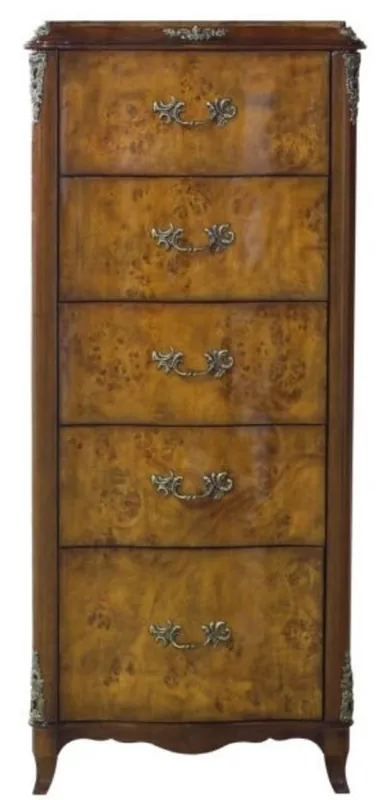 Bestseller Casa Padrino cómoda barroco de lujo con 5 cajones marrón claro / marrón 56 x 36 x H. 128 cm - Muebles Barrocos