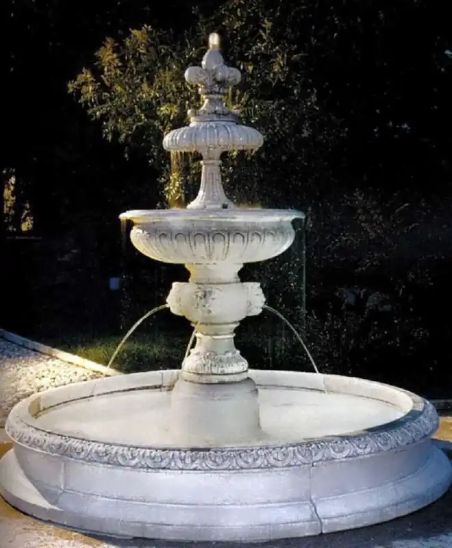 Casa Padrino Fuente Barroco Blanco Ø 240 x H. 220 cm - Magnífica Fuente Barroco - Decoración de Jardín Preisknaller