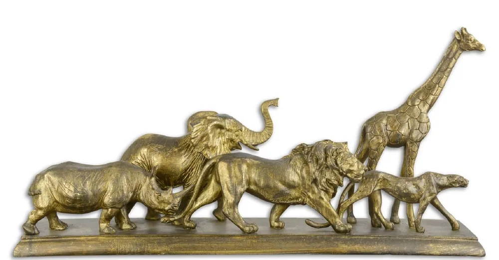 Casa Padrino Esculturas Decorativas Animales de África Oro Antiguo 68 x 15,2 x H. 32,8 cm - Figuras de Polyresin Deco - Decoración de la Sala de Estar Heißes Angebot