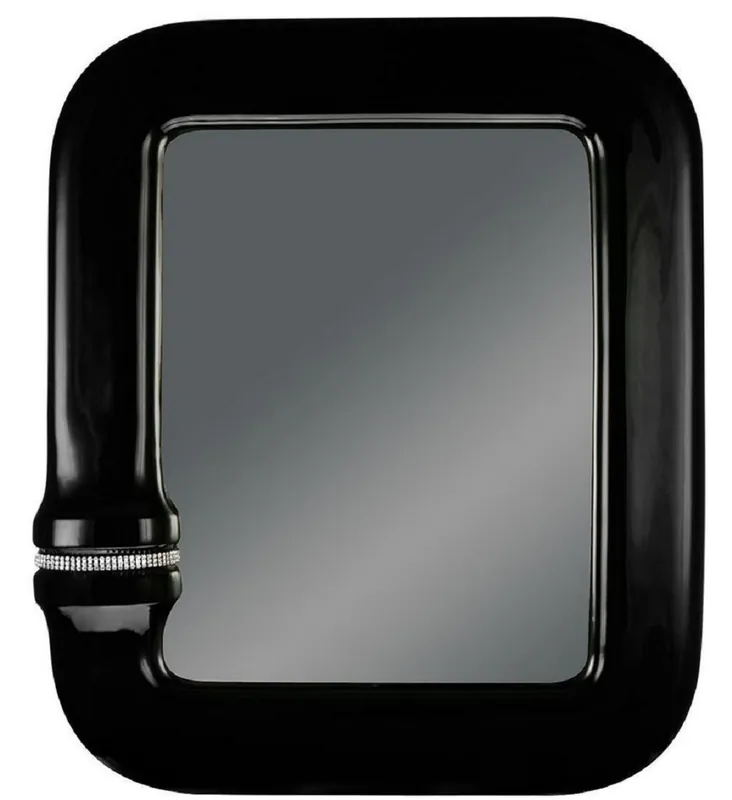Abverkauf Casa Padrino Espejo de Lujo Negro 70 x 8 x H. 80 cm - Espejo de Pared Rectangular de Cerámica con Cadena de Cristal - Calidad de Lujo