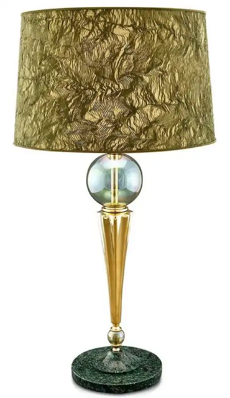 Casa Padrino lámpara de mesa de lujo oro / verde Ø 38 x H. 71 cm - Lámpara de Mesa Redonda con Bolas de Cristal y Base de Mármol - Calidad de Lujo Online Kaufen