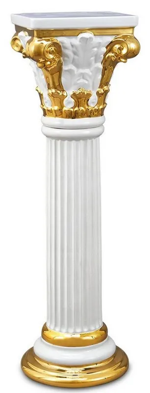 Heißes Angebot Casa Padrino pilar de cerámica barroco blanco / oro 28 x 28 x H. 88 cm - Muebles Barrocos