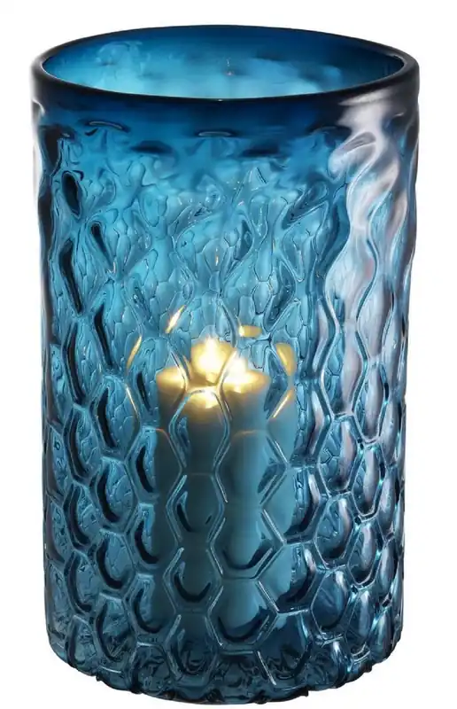 Must-Have Casa Padrino portavela de vidrio de lujo azul Ø 27 x H. 44 cm - Accesorios de Decoración de Hoteles y Restaurantes