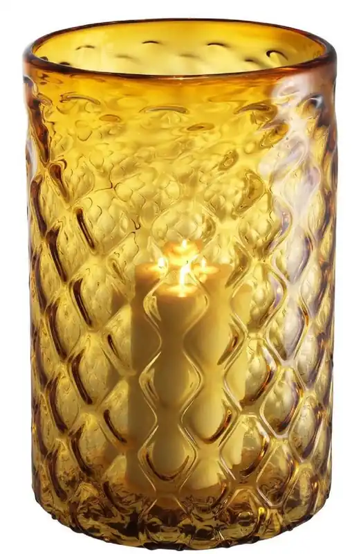 Casa Padrino portavela de vidrio de lujo amarillo Ø 27 x H. 44 cm - Accesorios de Decoración de Hoteles y Restaurantes Aktuell
