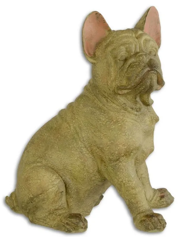Casa Padrino Escultura Decorativa Bulldog Francés Beige / Rosa 19,5 x 28,1 x H. 35,4 cm - Estatuilla de Resina Must-Have