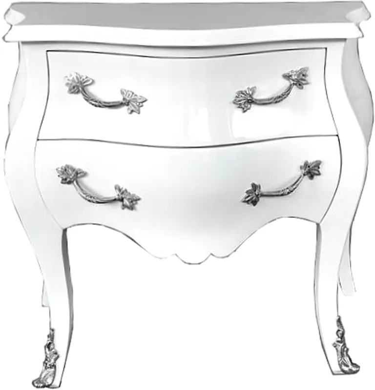 Casa Padrino Cómoda barroca 80 cm blanco / plata - muebles muebles barrocos Saisonangebot