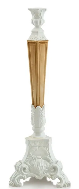 Casa Padrino candelabro barroco blanco / marrón 24 x 24 x H. 64 cm - Candelabro de Cerámica en Estilo Barroco Must-Have