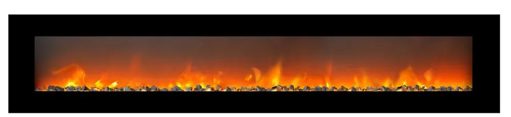 Bestpreis Casa Padrino Chimenea Eléctrica LED de Lujo 241,5 x 13 x H. 46,5 cm - Chimenea Moderna de Pared Extremadamente Ancha con Pantalla Táctil y Control Remoto