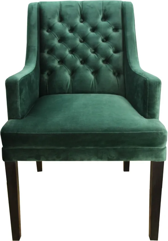 Silla de comedor Casa Padrino de diseño con reposabrazos verde / negro - Interior del hotel - Madera de haya - Diseño de Chesterfield Markenprodukt