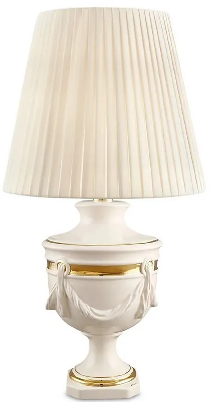 Jetzt Kaufen Casa Padrino lámpara de mesa de cerámica barroco marfil / oro Ø 45 x H. 90 cm - Lámpara de Salón Barroco