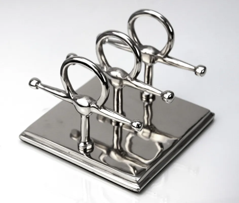 Casa Padrino Soporte para cartas de lujo, latón niquelado 17,5 x 17,5 cm x H 13 cm Horsebit - Tarjetas de presentación con soporte para cartas - Elegantes accesorios de oficina Preisreduziert
