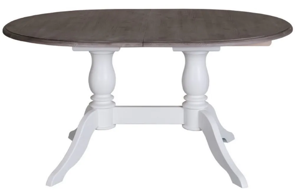 Casa Padrino mesa de comedor de estilo campestre blanco / marrón 160-230 x 120 x H. 78 cm - Mesa de Cocina Ovalada Extensible de Madera Maciza en Estilo Campestre Angebot