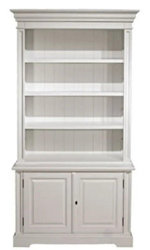 Direkt Vom Hersteller Casa Padrino armario de libros de estilo campestre blanco 118 x 53 x H. 223 cm - Gabinete de la Sala de Estar con 2 Puertas - Muebles de Estilo Campestre
