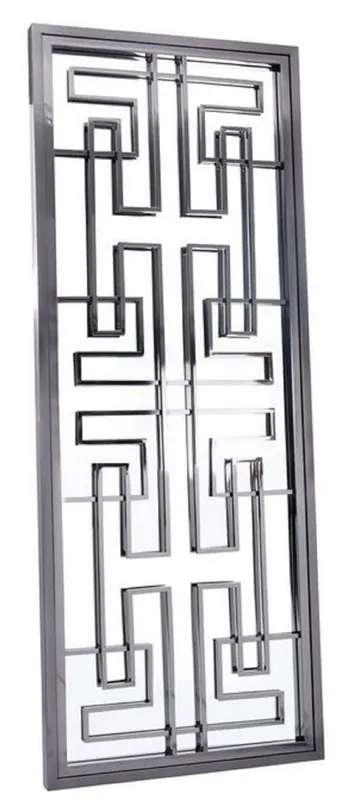 Casa Padrino espejo de pared de acero inoxidable de lujo plata 85 x 6 x H. 220 cm - Espejo de Diseño - Espejo de Armario - Espejo de la Sala Neue Kollektion